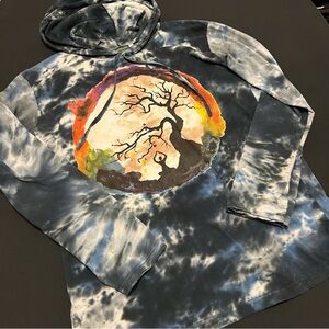 Women’s Kathmandu Blue and Gray Artsy Tie-Dye Hoodie Size L